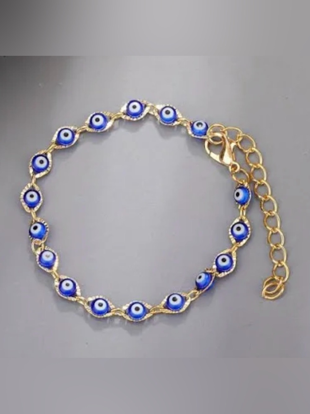 Gold-Tone Blue Evil Eye Chain Bracelet - Women's Jewelry